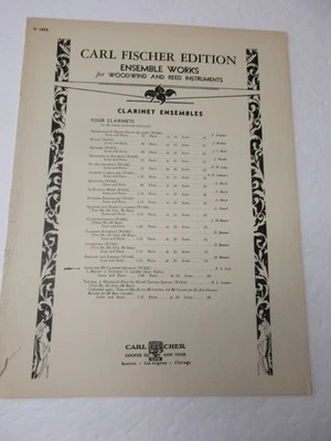 Paul Pisk Suite for B Flat Clarinet Quartet Sheet Music Score and Parts - Image 1 of 4