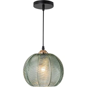 Vintage Green Glass Pendant Light Large Globe Pendant Light 8.7" Hand Blown G... - Picture 1 of 9