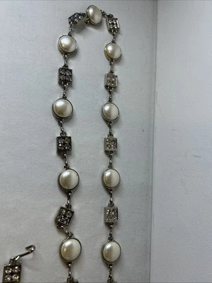 Women's Chain Belt One Size Silver Tone  Ivory Faux Pearl Metal Link - Image 1 of 4