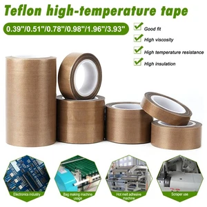 10m PTFE Teflon Adhesive Tape High Temperature Insulated Vacuum Sealing 10-100mm - Picture 1 of 30