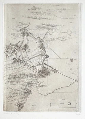 Thomas Ranft Abstrakt Ursprung Ende Clara Mosch Chemnitz sign Radierung Probe - Bild 1 von 2