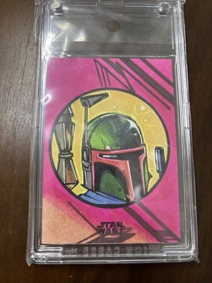 2024 Topps Chrome Star Wars Galaxy 1/1 Sketch Eric Medina Jango Fett - Image 1 of 2