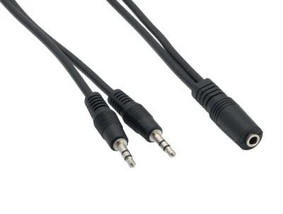 6ft 3.5mm Stereo Female to Two 3.5mm Stereo Male Audio Cable, Black - Image 1 of 3