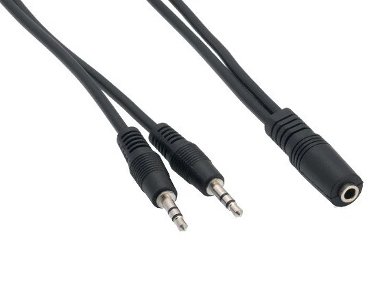 6ft 3.5mm Stereo Female to Two 3.5mm Stereo Male Audio Cable, Black - Image 1 of 3