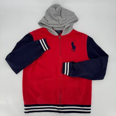 Polo Ralph Lauren Niños XL (18-20) Rojo Azul Cremallera Completa Sudadera con Capucha #67 Foto 1 de 4