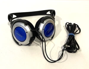 PANASONIC RP-HG20 BLACK BLUE WIRED 2-WAY HEAD & NECK STYLE STEREO HEADPHONES - Picture 1 of 7