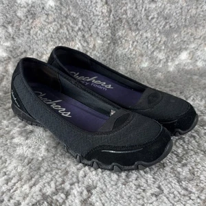 Skechers Size 6 Leather Slip On Casual Walking Shoes Black 22420 - Picture 1 of 9