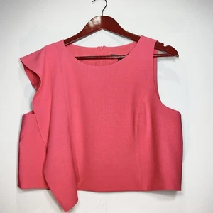 NWOT BLACK HALO Women's Cropped Lined Tank Top Pink Coral Stretch Size 10 - Picture 1 of 7
