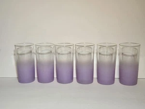 6pc Blendo Orchid Purple Frosted Tumblers Drinking Glasses 5.5" Gold Rim Vintage - Bild 1 von 10