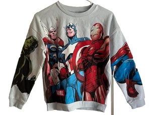 Marvel Boys Sweater Hulk Spiderman Captain America Size L 10/12 70% Cotton NWT - Picture 1 of 16