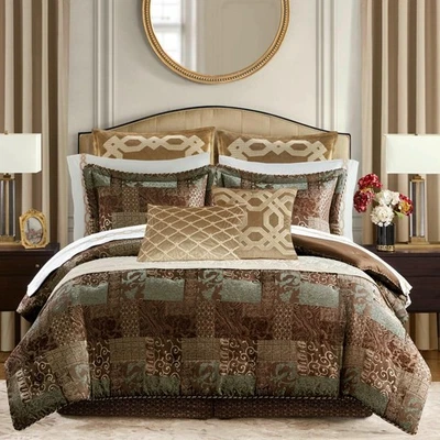 Galleria 4 Piece Brown Comforter Set Queen/Brown - Image 1 of 4