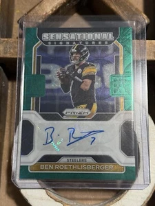 2021 PRIZM BEN ROETHLISBERGER GREEN SCOPE AUTO #D 22/25 Pittsburgh Steelers - Picture 1 of 5