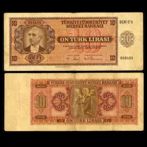 1930 (1942) Turkey 10 ON Turk Lirasi Pick 141 German Design Printed in Berlin - Picture 1 of 1