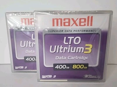 Cartucho de datos Maxell Ultrium 3 LTOU3 400 XJ B regrabable 400 GB 800 GB/183900 x2 Foto 1 de 4