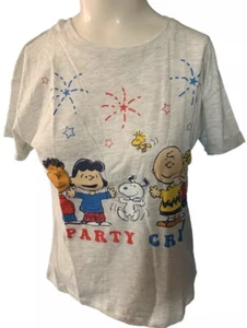 Snoopy Peanuts Party Crew T-Shirt Charlie Brown Woodstock SZ LARGE KIDS Plus NWT - Picture 1 of 16