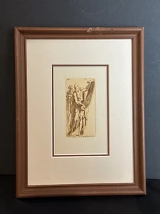 Vtg Musee Du Louvre Chalcographie Etching Print Man with Scroll Frame No Glass - Picture 1 of 8