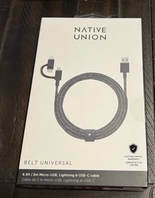 Native Union Belt 6.5' USB-C/iPhone Connector/Micro to USB Type A Cable - Image 1 of 3