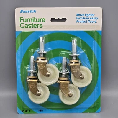 Antique Brass Casters with Vinyl Wheels 1-5/8" Stem Caster Replacement  - Image 1 of 3