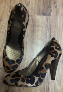 Ladies Uk Size 4 Leopard Print Stiletto Court Shoes VGC From Faith VGC - Picture 1 of 9