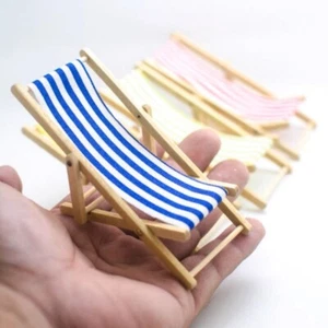 Doll House Miniatures Mini Furniture 1:12 Scale Beach Lounge Chair Plain Garden - Picture 1 of 16