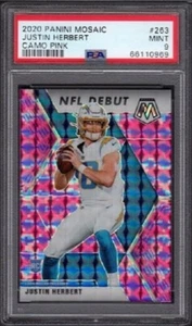 Tarjeta de novato Justin Herbert Panini 2020 mosaico radiocontrol #263 rosa camuflado PSA 9 MT - Imagen 1 de 2