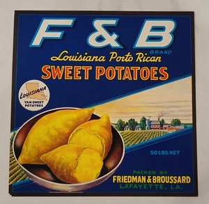 ADVERTISING Label F&B Yams Friedman & Broussard Lafayette Louisiana - Picture 1 of 1