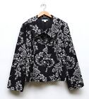 Pendleton Women's 100% Virgin Wool Floral Jacket Blazer Size 14 Black & White