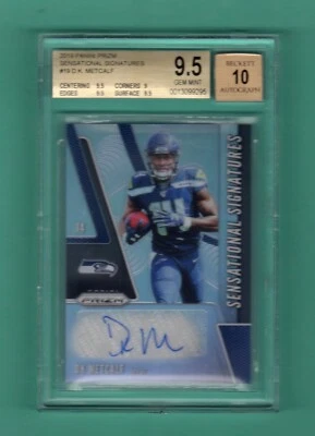 D.K. METCALF 2019 PANINI PRIZM SENSATIONAL SIGS SILVER PRIZM AUTO RC BGS 9.5 GEM - Image 1 of 2