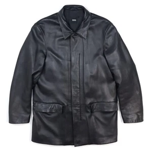 Abrigo de cuero Hugo Boss vintage 40 50 = mediano para hombre negro chaqueta clásica etiqueta 48 - Imagen 1 de 22