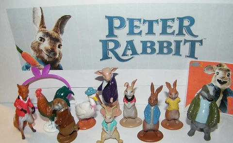 Peter Rabbit Quality Figure Set of 10 with Rabbit Wristlet and Sticker Cover