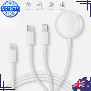 Charger Cable For Apple Watch 9 8 7 6 5 4 3 2 iPhone 15/14/13/12/11/Pro Max - Picture 1 of 6