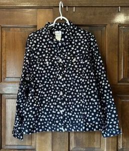 Koret Jacke Damen Gr. XL Langarm schwarz weiß rosa Blumen leicht Denim - Bild 1 von 6