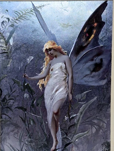 LILY FAIRY Foil Art of Luis Ricardo Falero's 1888 painting *Fantasy Shear Nude - Foto 1 di 9