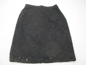 CHICO'S Women's Size 0 Straight Lined Crochet Floral Print Black Skirt  - Picture 1 of 6