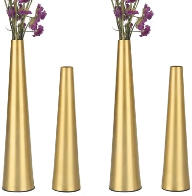 Jarrón pequeño de metal dorado Vixdonos de 10,5/8,5 pulgadas conjunto de 4 jarrones cónicos... Foto 1 de 4