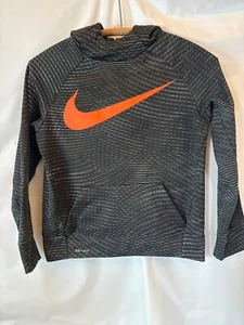 Youth Size Unisex Medium Nike Hoodie Black & Orange Logo Dri-Fit Swoosh - Picture 1 of 6