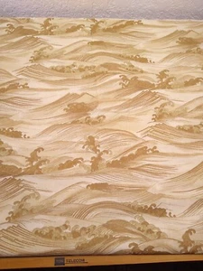 cotton quilt fabric vintage KESSLER ANDOVER CONCORD oriental waves gold metallic - Picture 1 of 5