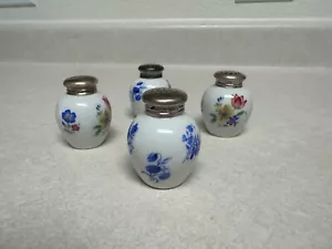 Vintage Salt Pepper Shakers Silver Caps Germany Porcelain Thomas Rosenthal Set 4 - Picture 1 of 14