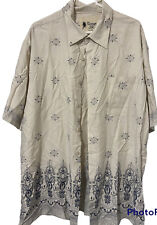 NWT “Vintage Silk" Brand Button Down Shirt 100% Silk Size XXL Cream Geometric