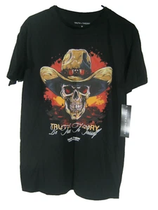 TRUTH THEORY Cowboy Skull Graphic Tee Short Sleeve Medium Black - Picture 1 of 2