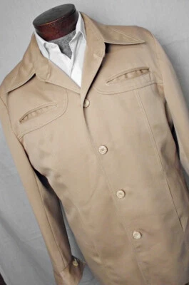 ATOMIC Vtg 1970s Mens Beige Leisure Jacket Lined Polyester Medium - Image 1 of 4