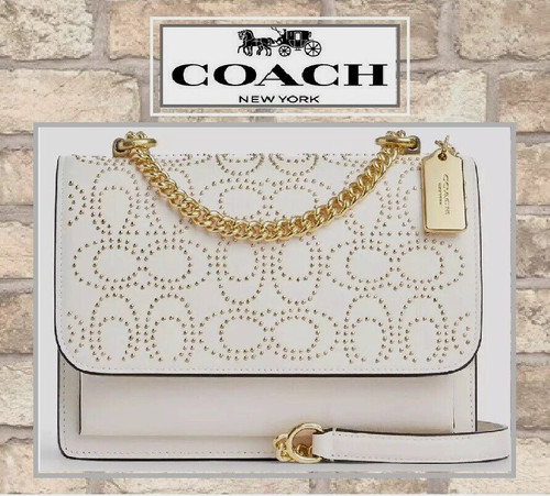 Rivetti Coach Klare CX260 Sig Conv. Nuovi con etichette Borsa a tracolla X Body in pelle GESSO oro