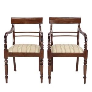 Regency Mahogany Pair of Elbow Chairs Carvers c1820 (Georgian Dining Armchairs) - Picture 1 of 24