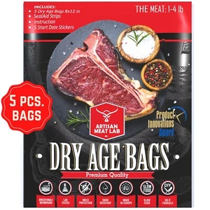 Bolsas de edad seca para hacer carne filetes en casa de forma fácil y segura - 5 piezas. Bolsas de 8x12 pulgadas - Imagen 1 de 7