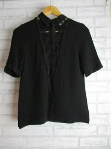 ALC Top blouse black XS, 8 womans colared lace - Picture 1 of 9