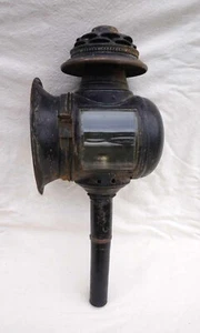 Antique Carriage Cab Lamp Lantern Candle Holder Brass Tole Beveled Glass - Picture 1 of 12