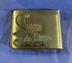VINTAGE ELGIN AMERICAN GOLDTONE FLORAL DESIGN COMPACT - Picture 1 of 12