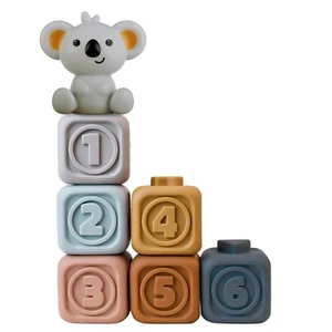 Baby Boy Girl Unisex Silicone Building Blocks Stacking Nesting Toy 6 Months+ - Picture 1 of 9