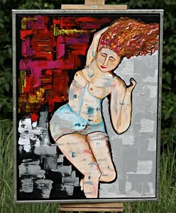 Reclining Girl 2010 – Large Original Oil Painting, Nude, Expressionist Style - Picture 1 of 6