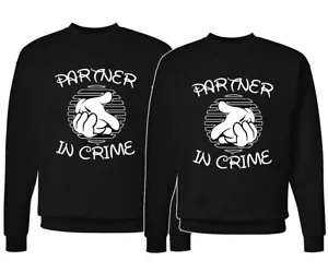 Partners in Crime Couples Friends Matching Crewneck Sweatshirts BFF disney trip - Picture 1 of 8